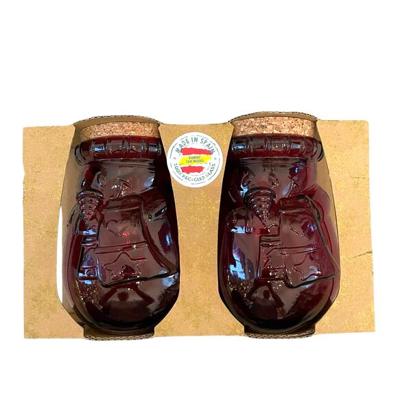 Vidrios San Miguel Red Glass Snowman Jars Set Of 2 New In Box Made In Spain - Picture 14 of 15